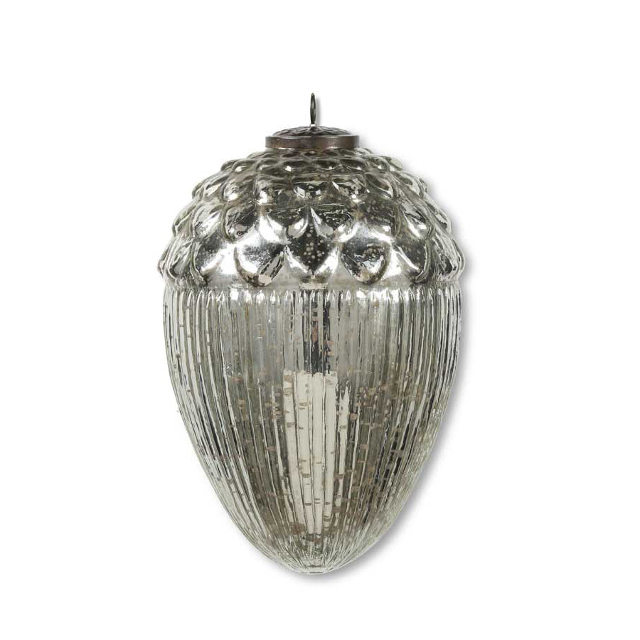 10 inch Oversize Mercury Glass Acorn Ornament 
