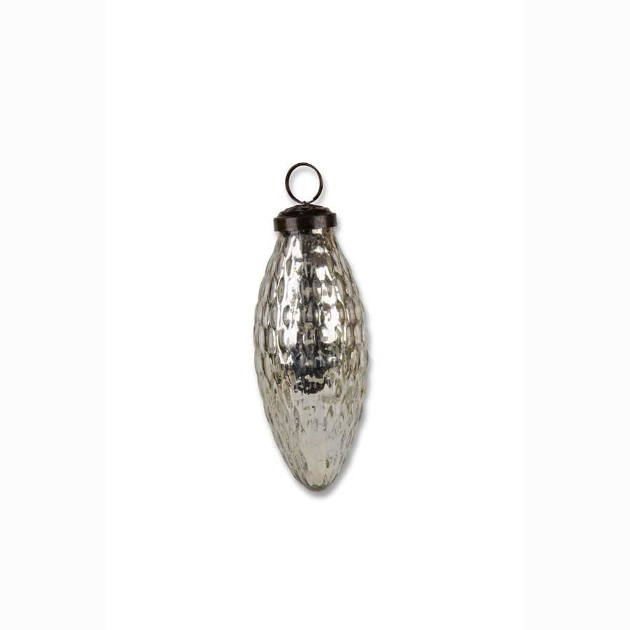 5 inch Elongated Mercury Glass Sliver Ornament 