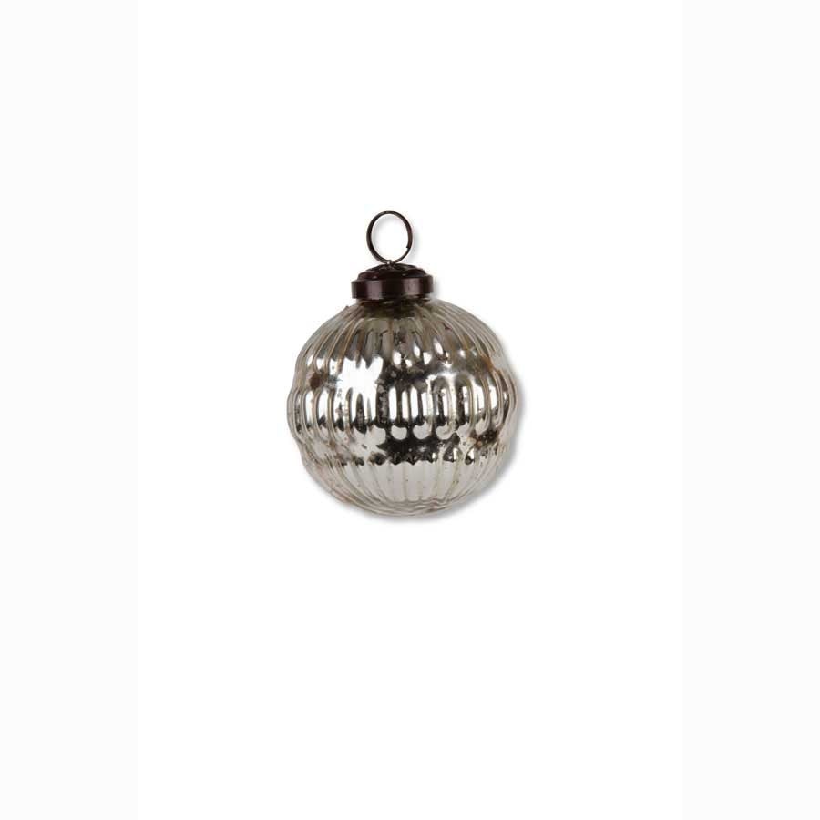 2.5 Inch Round Mercury Glass Ornament 