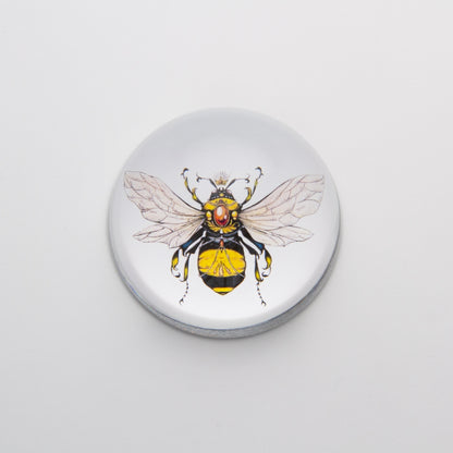 Yellow Jeweled Bee - Crystal Dome Decoupaged Paperweight