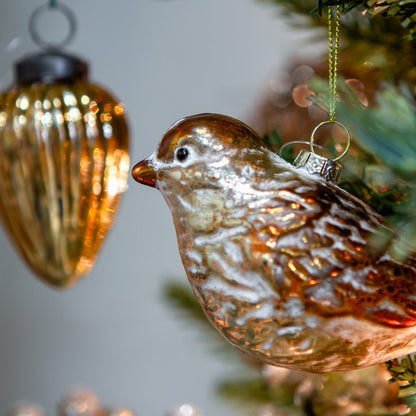 Glass Bird Ornaments  Amber and Green