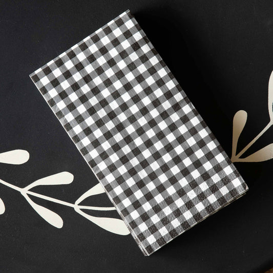 Black and White Checked Dinner Napkin/ Guest Towels