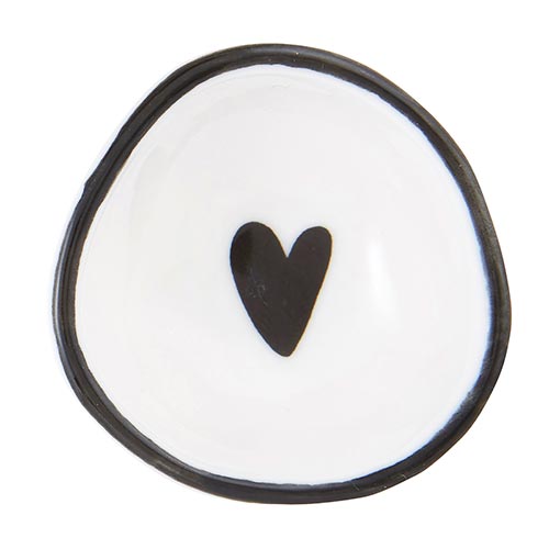 Petite Heart Ring Dish In Black And White
