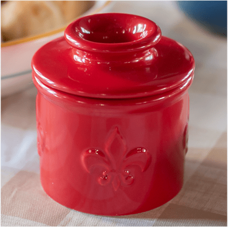 Fleur de Lis Collection Cerise (Red)  Butter Bell Crock