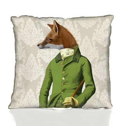 Fox in Green Jacket Pillow by Fab Funky