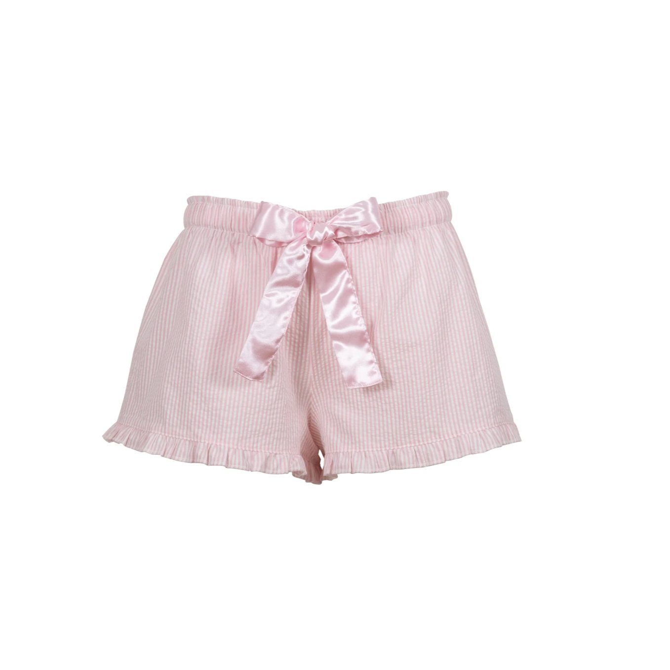 Cotton Candy striped shorts with a pink satin bow.