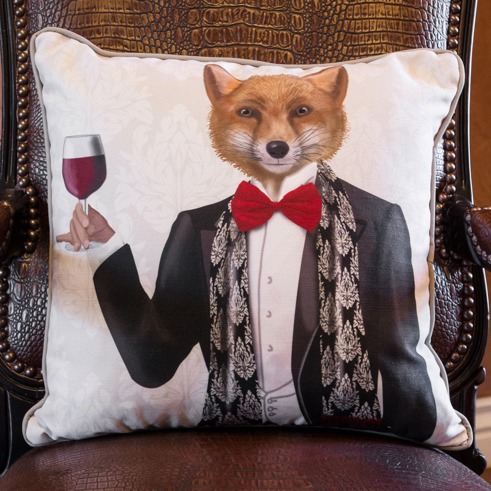 Fox in Black Jacket with Wine by Fab Funky