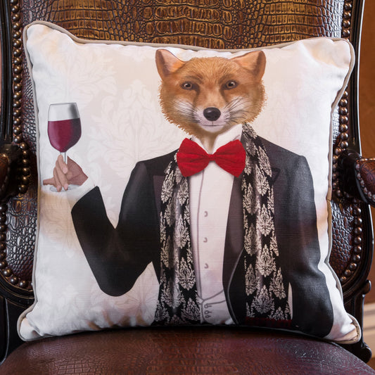 Fox in Black Jacket with Wine by Fab Funky
