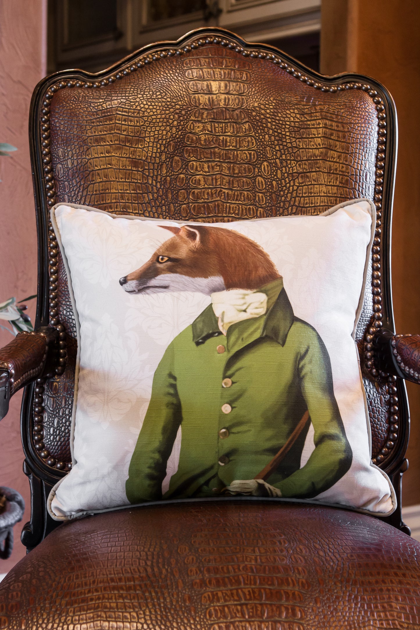 Fox in Green Jacket Pillow - Hidden Lake Garden Home