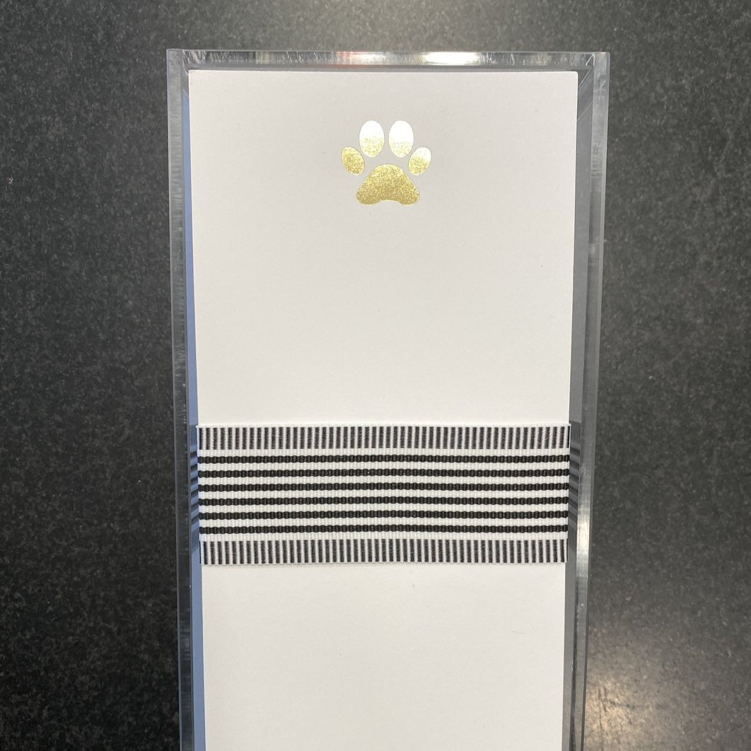 A picture of the Gold embossed paw print notepad.