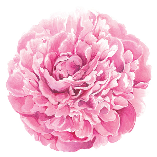 An image of a bright pink Peony paper placemat. These placemats are disposable.