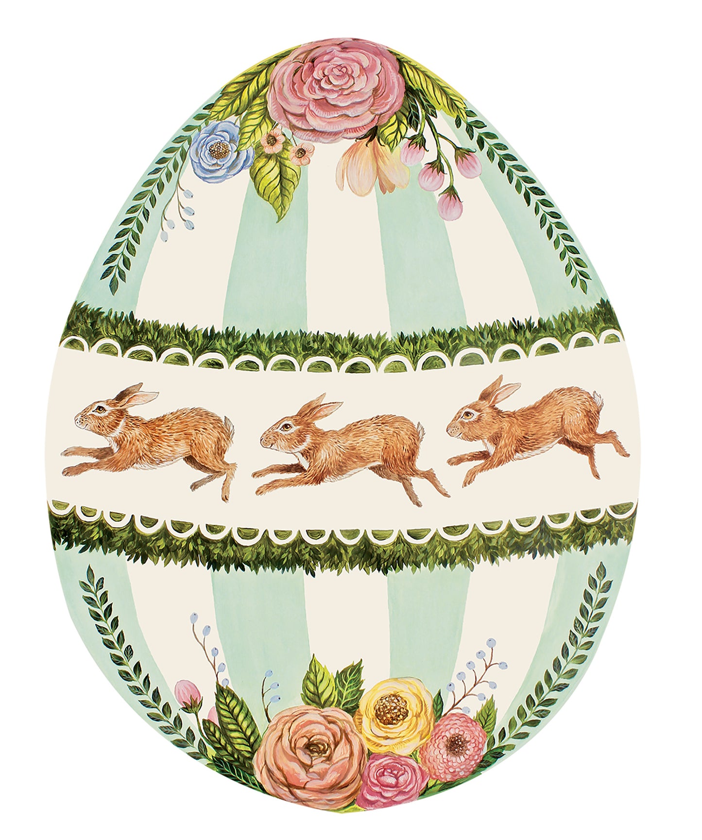 Easter egg placemats with rabbits and flowers 