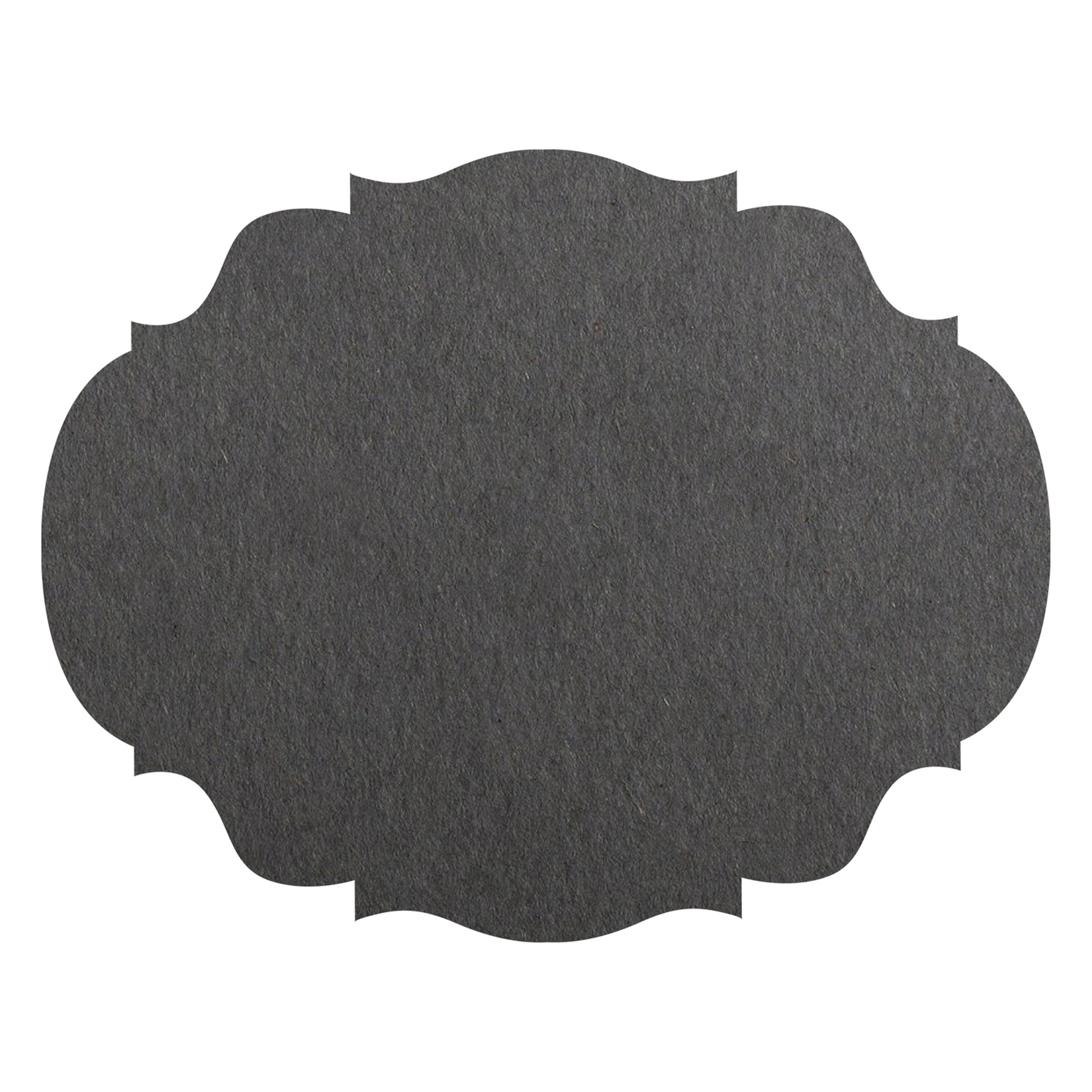 A dark gray french frame paper placemat that is disposable.