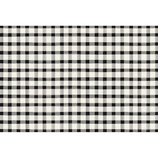 Image of the Black and White Painted Check Paper Placemat 