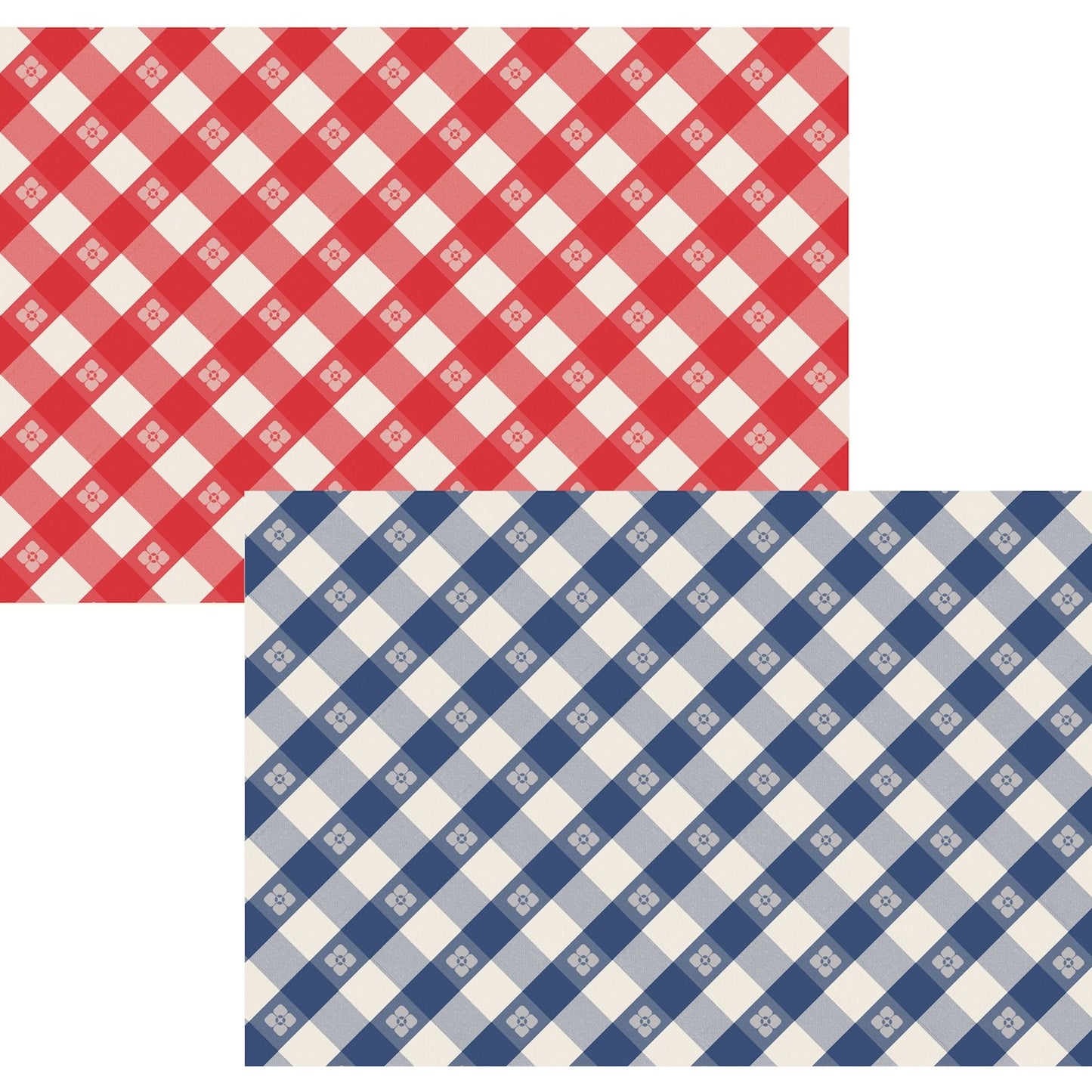 A photo of both the Red and Blue and White Check paper placemat 