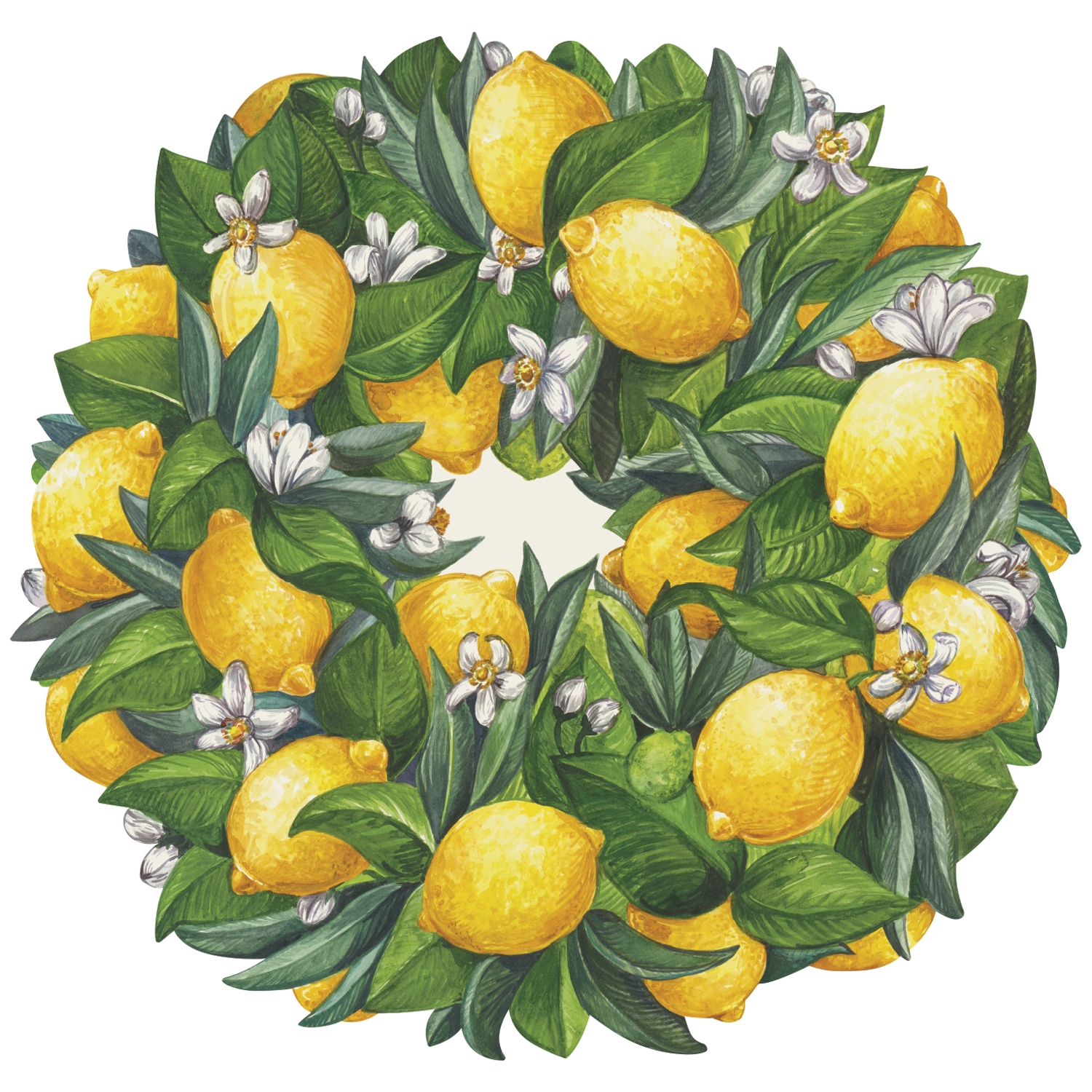 This bright and welcoming wreath of lemons  makes a sunny addition to tablescapes 
