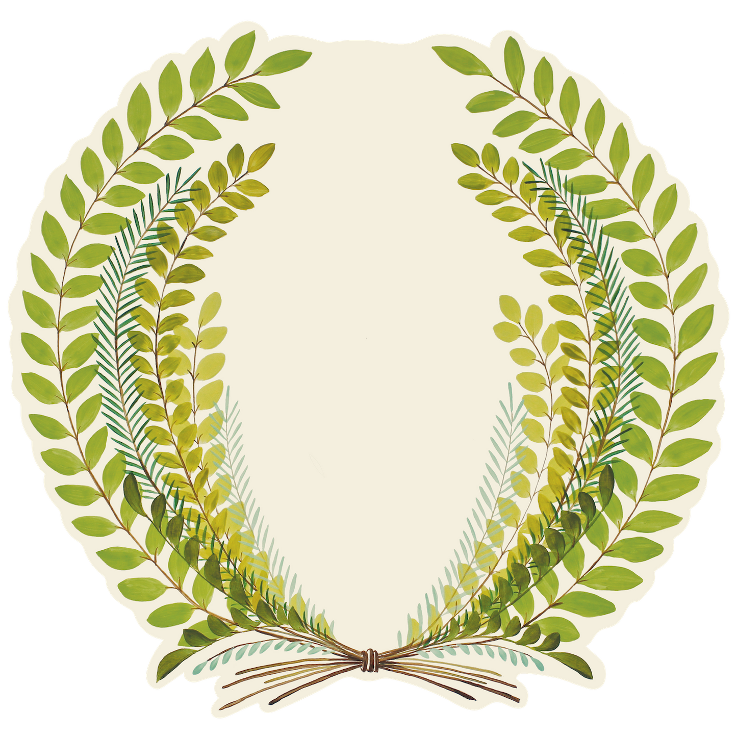 The Seedling Wreath Placemat frames the plate with its' gentle scalloped edge