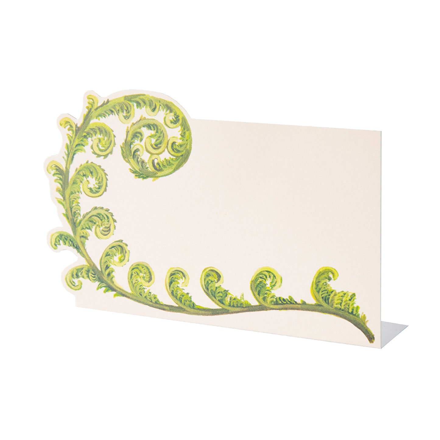 Fiddlehead Fern Place Card features a delicate spiraling fiddlehead that perfectly frames your writing space.