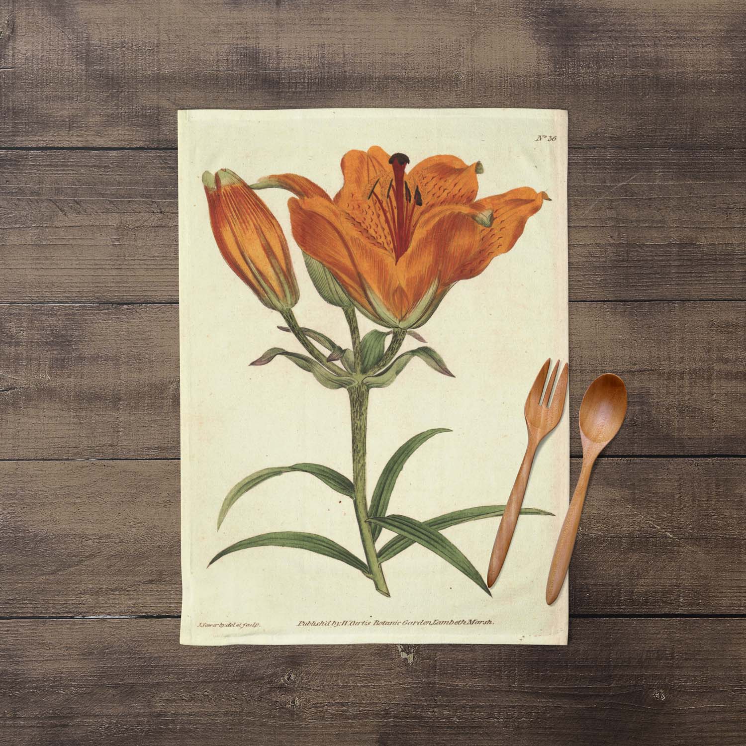 A photograph of the complete Orange Lily Botanical Print lying flat. 