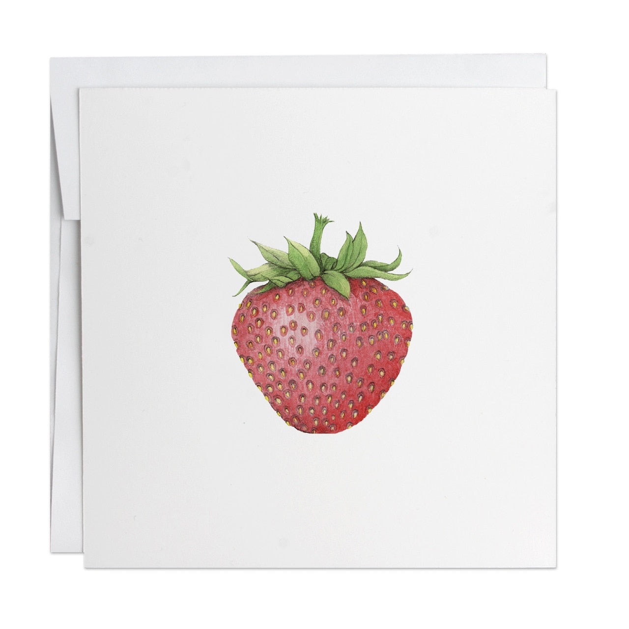 a picture of the greeting card with a watercolor of a ripe strawberry