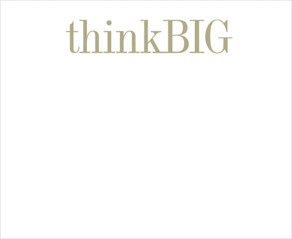 A photo of the thinkBig pad with its matte gold letters.