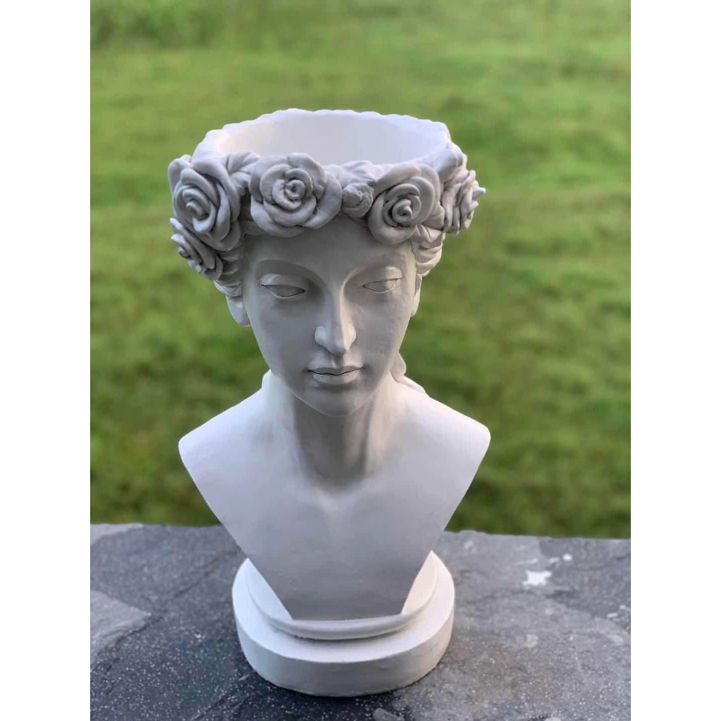 Polyresin White Lady Bust Planter - Hidden Lake Garden Home