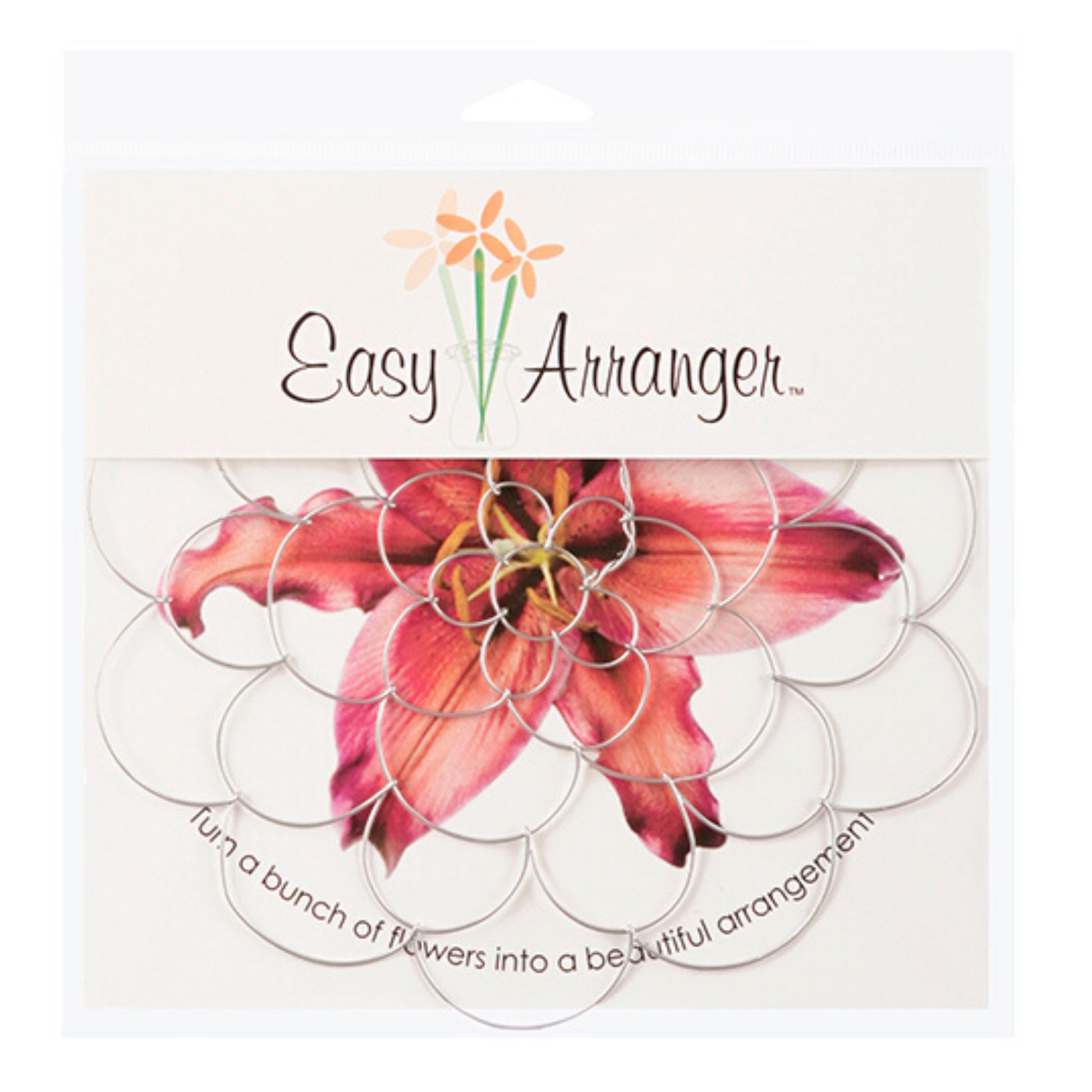Packaging for the 8 inch Easy Arranger for making beautiful flower arrangements