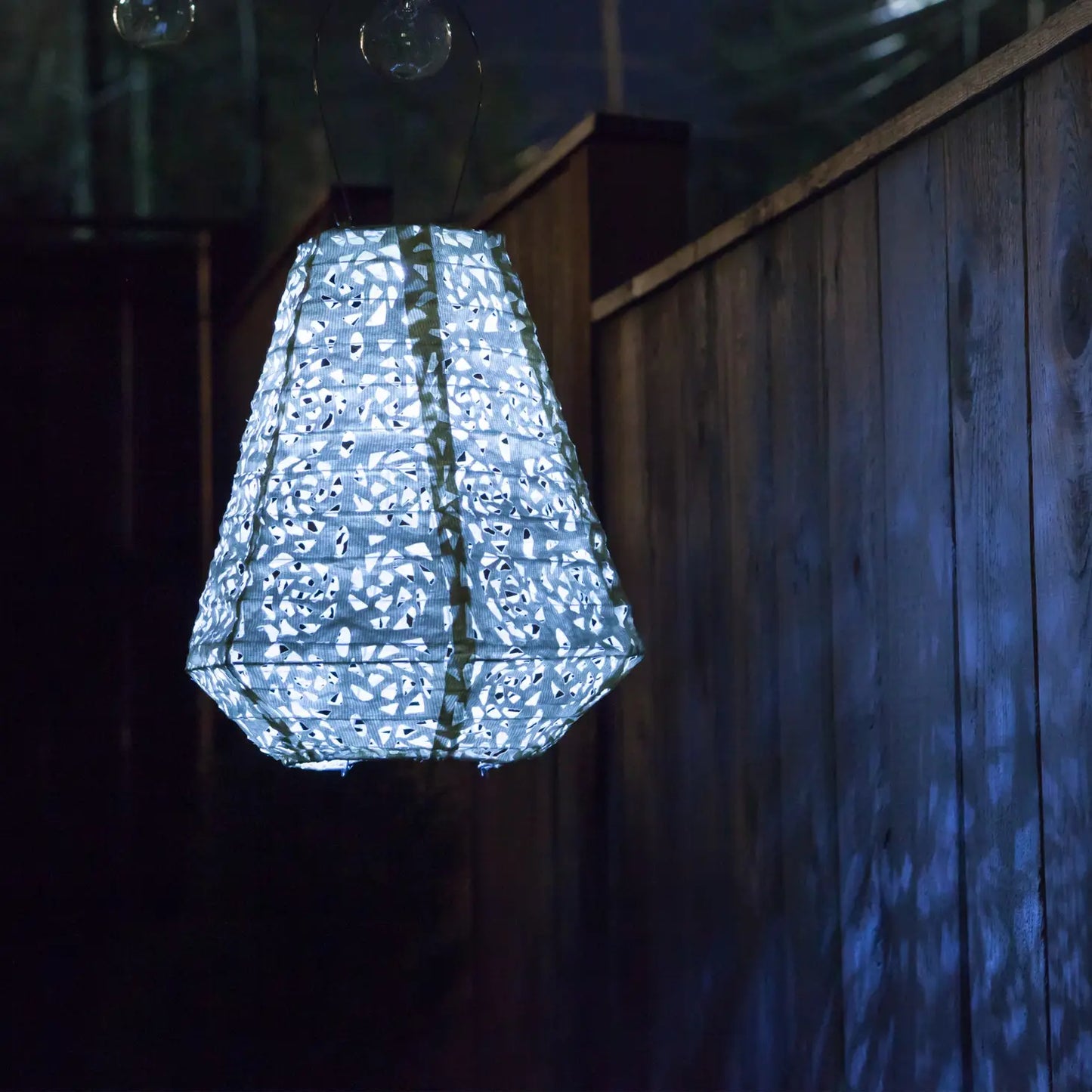 This image is showing how the Stella Prism Lantern will look once it is dark.