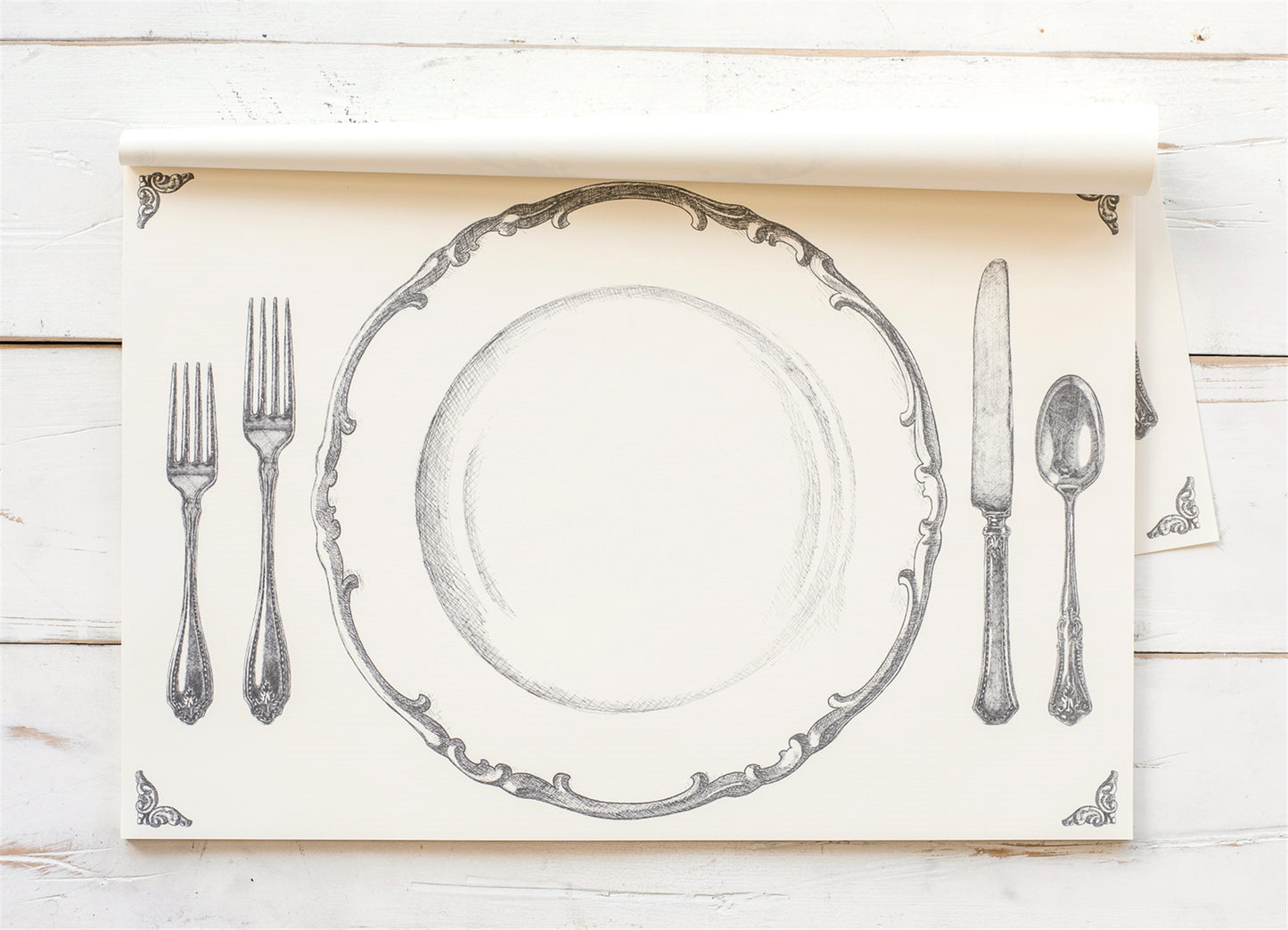A picture of the Perfect Place Setting Placemat. This shows where each piece of a place setting should be placed. 