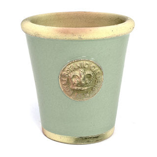 Handcrafted Medium Pot. Chartwell Green Glaze Embossed with London's KEW Royal Botanical Garden's Official Seal