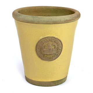 Handcrafted Small Pot. YELLOW CAKE Glaze and Embossed with London's KEW Royal Botanical Garden's Official Seal