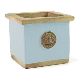 A picture of the square Kew herb pot in Duck Egg Blue