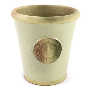 Handcrafted Small Pot, in French Grey Glaze and Embossed with London's KEW Royal Botanical Garden's Official Seal