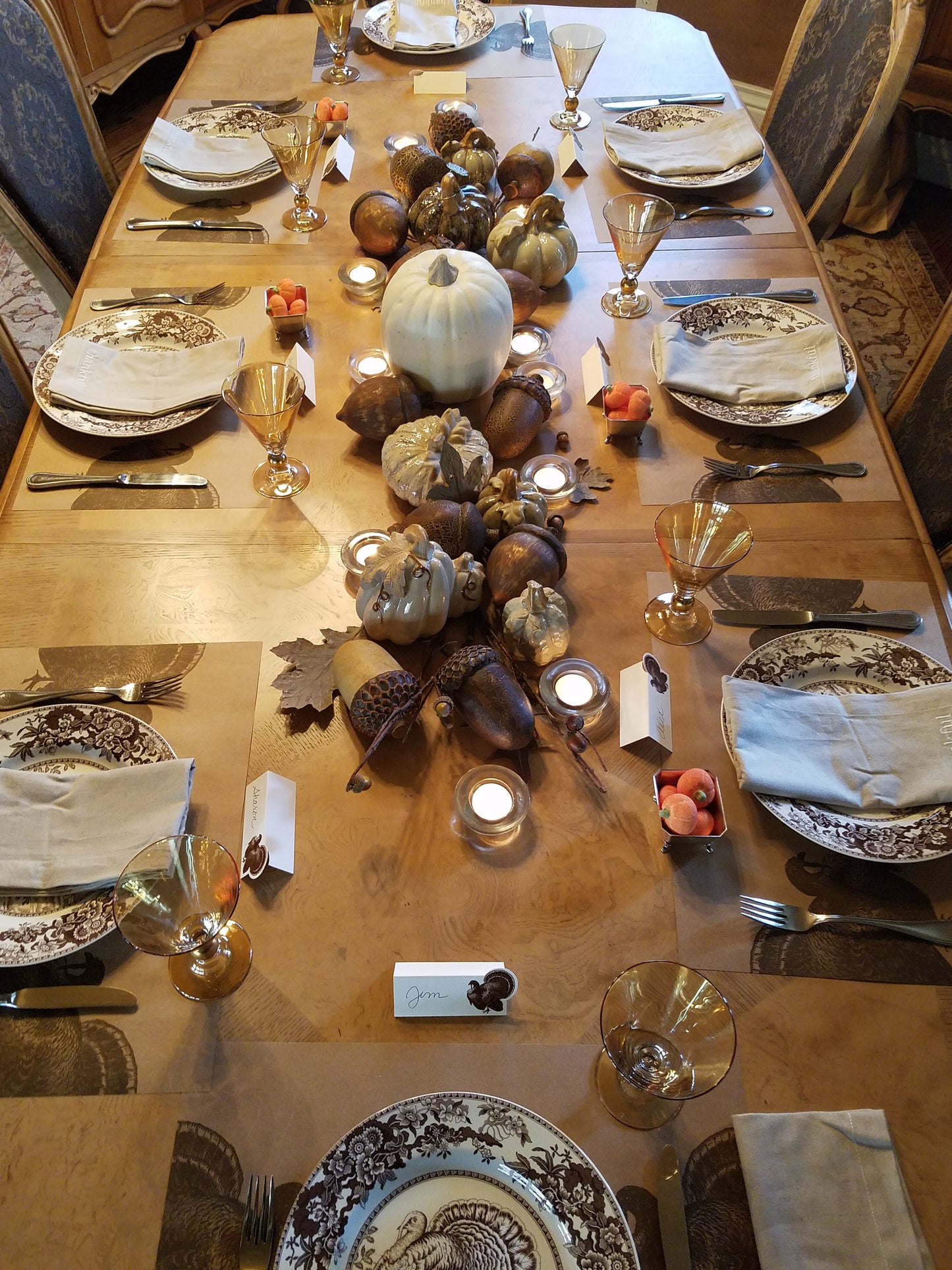 A Thanksgiving dinner tablescape with the turkey products